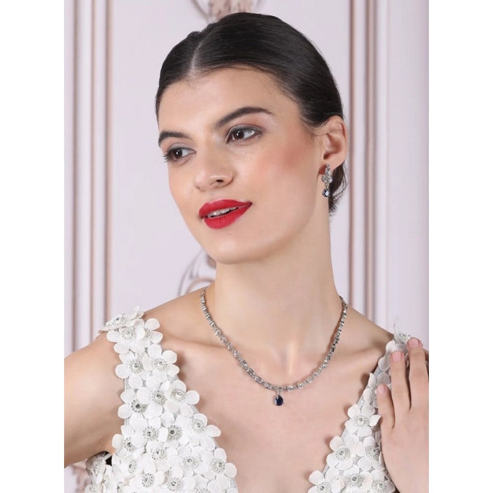 Beautiful Women's Brass Silver Plated Necklace set