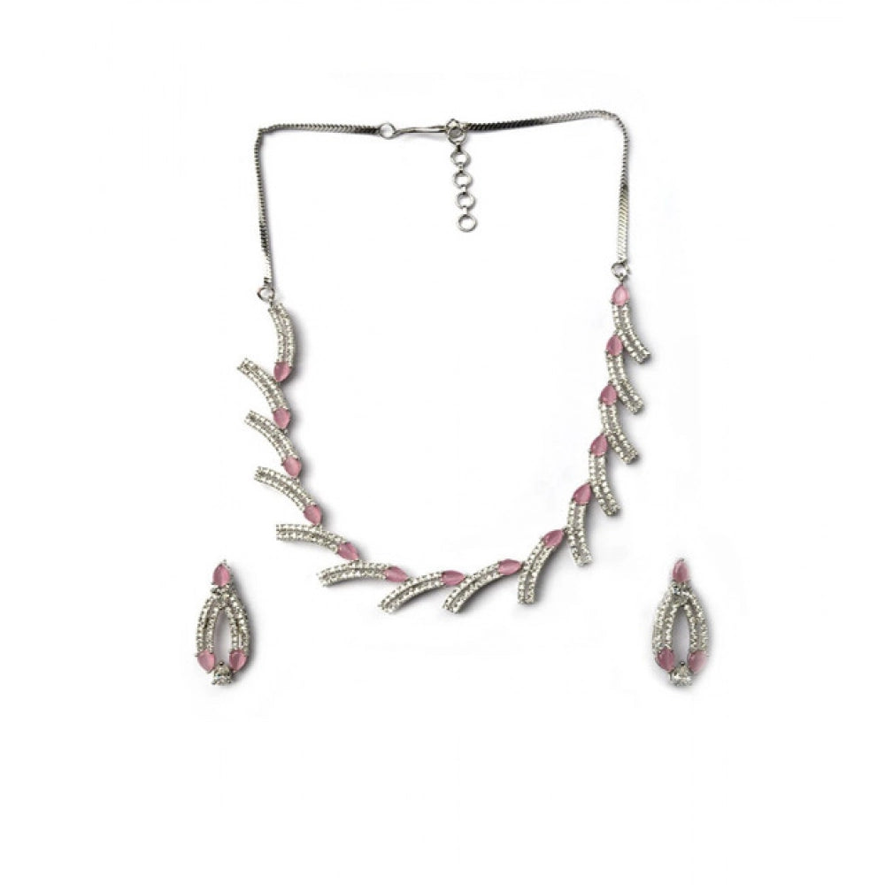 Beautiful Women's Brass Silver Plated Necklace set