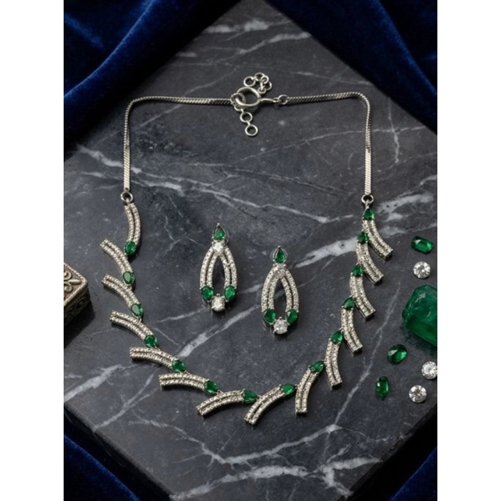 Beautiful Women's Brass Silver Plated Necklace set