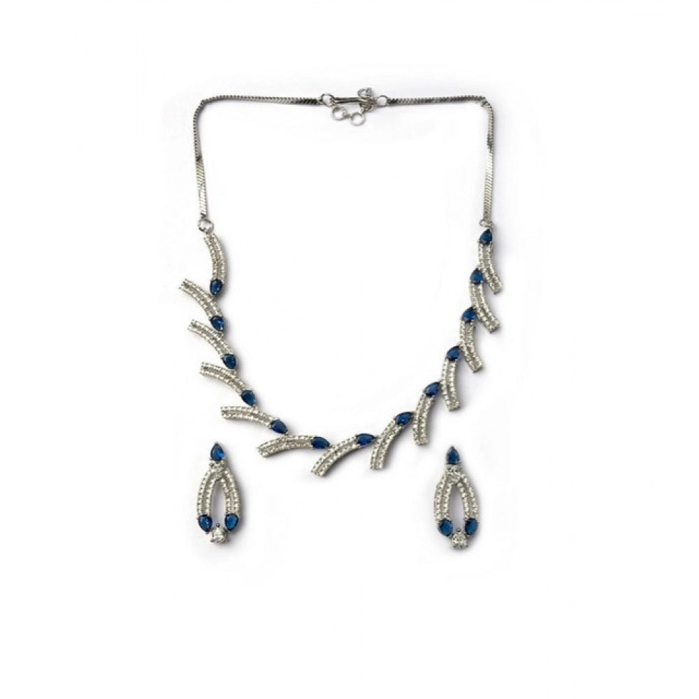 Beautiful Women's Brass Silver Plated Necklace set