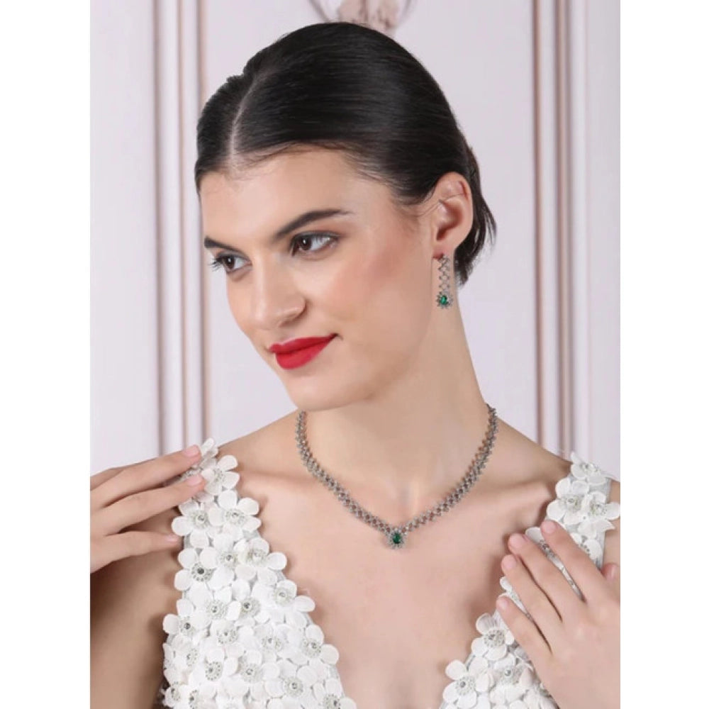 Beautiful Women's Brass Silver Plated Necklace set