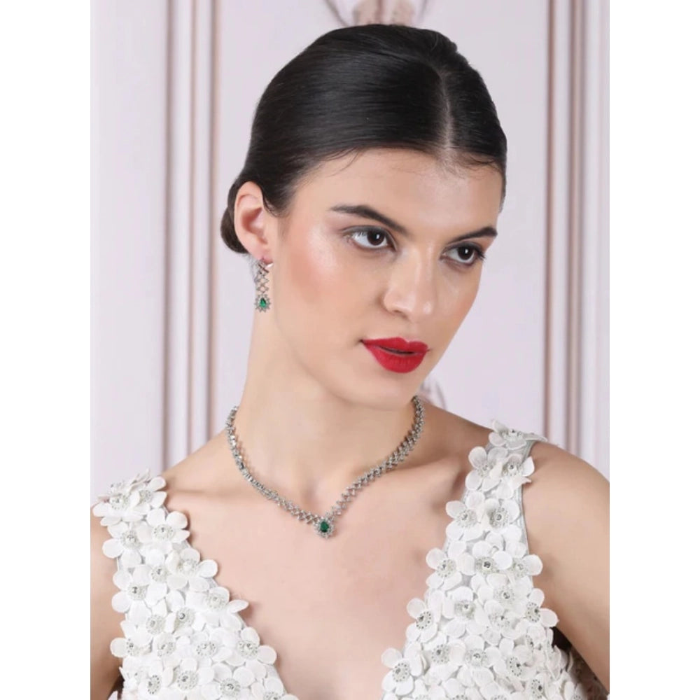 Beautiful Women's Brass Silver Plated Necklace set