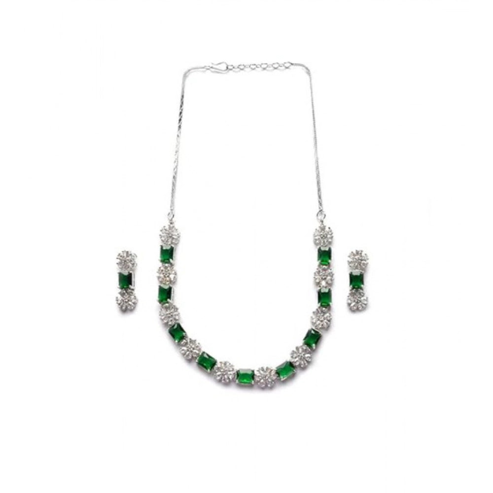 Beautiful Women's Brass Silver Plated Necklace set