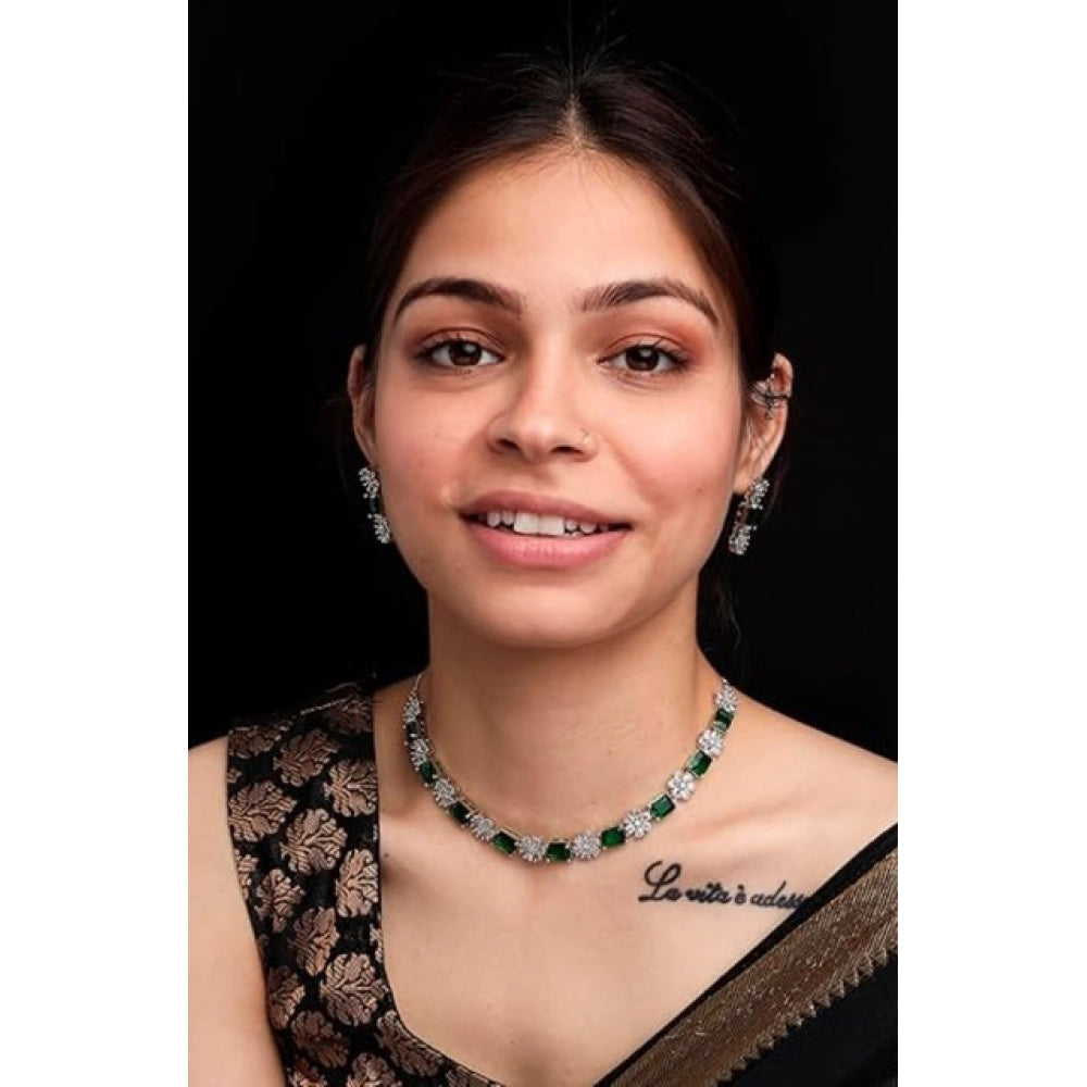 Beautiful Women's Brass Silver Plated Necklace set