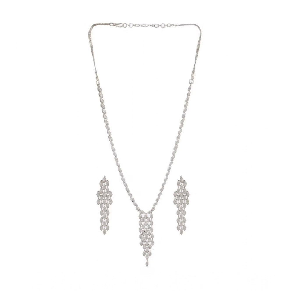 Pretty Women's Brass Silver Plated Necklace set