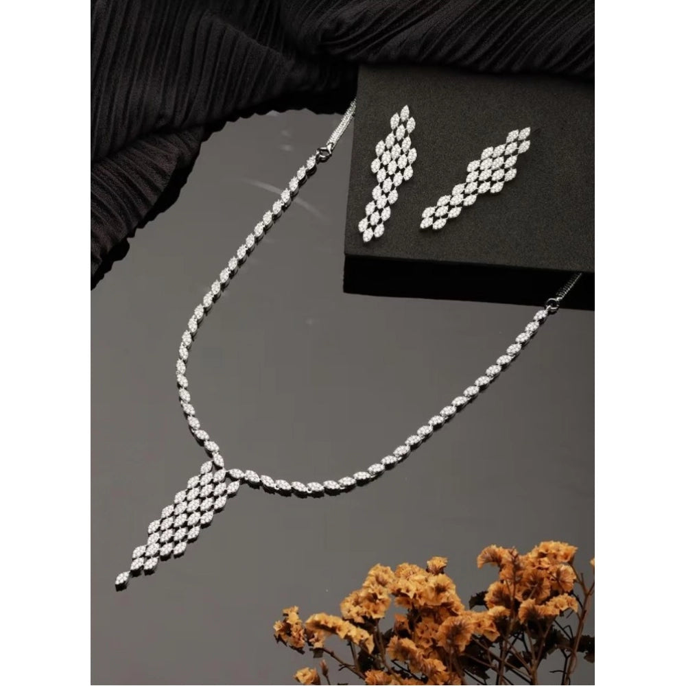 Pretty Women's Brass Silver Plated Necklace set