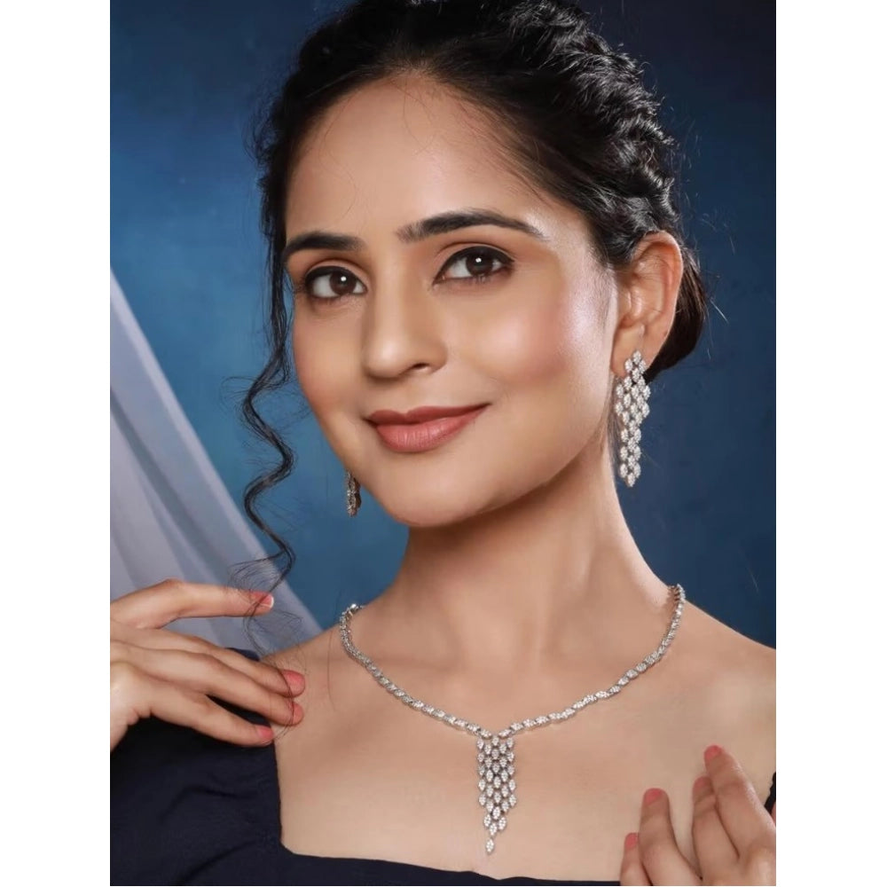Pretty Women's Brass Silver Plated Necklace set