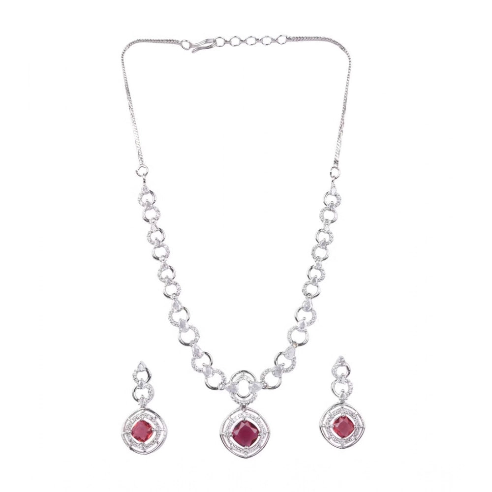 Pretty Women's Brass Silver Plated Necklace set