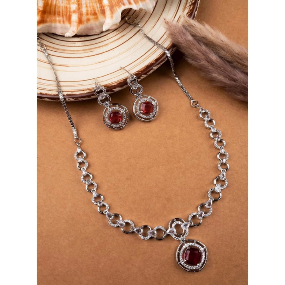 Pretty Women's Brass Silver Plated Necklace set