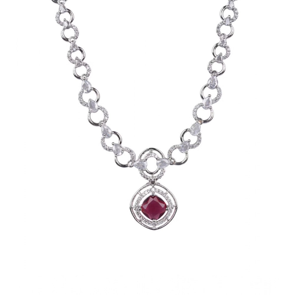 Pretty Women's Brass Silver Plated Necklace set