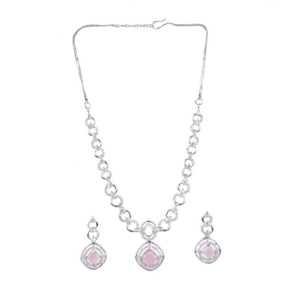 Pretty Women's Brass Silver Plated Necklace set