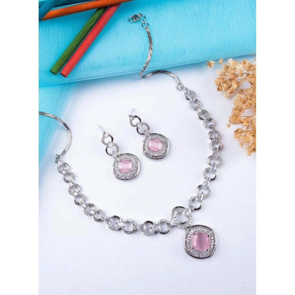 Pretty Women's Brass Silver Plated Necklace set