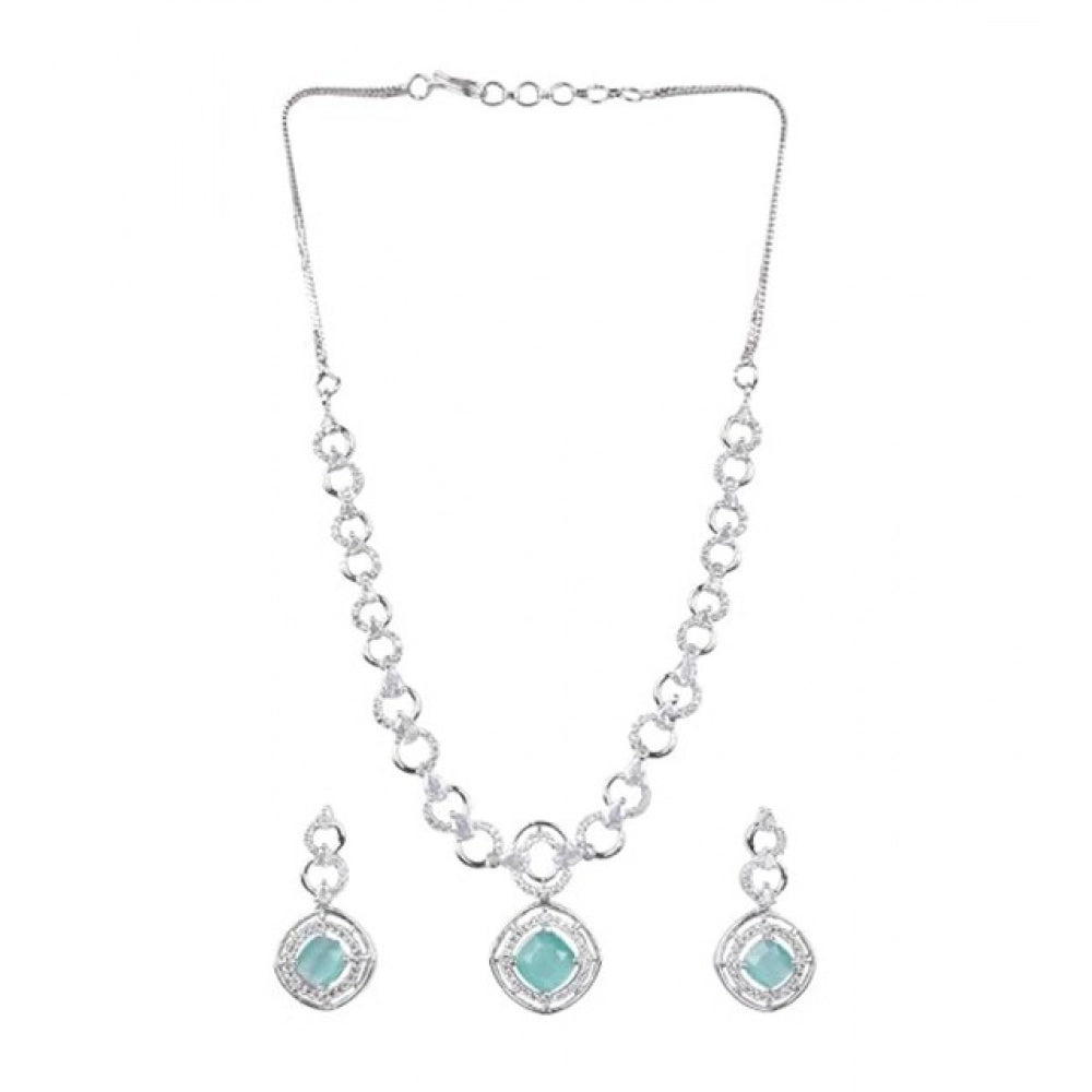 Pretty Women's Brass Silver Plated Necklace set