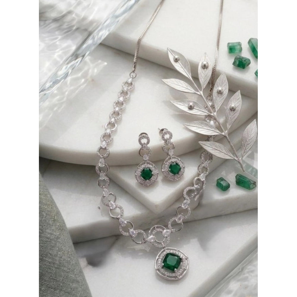 Pretty Women's Brass Silver Plated Necklace set