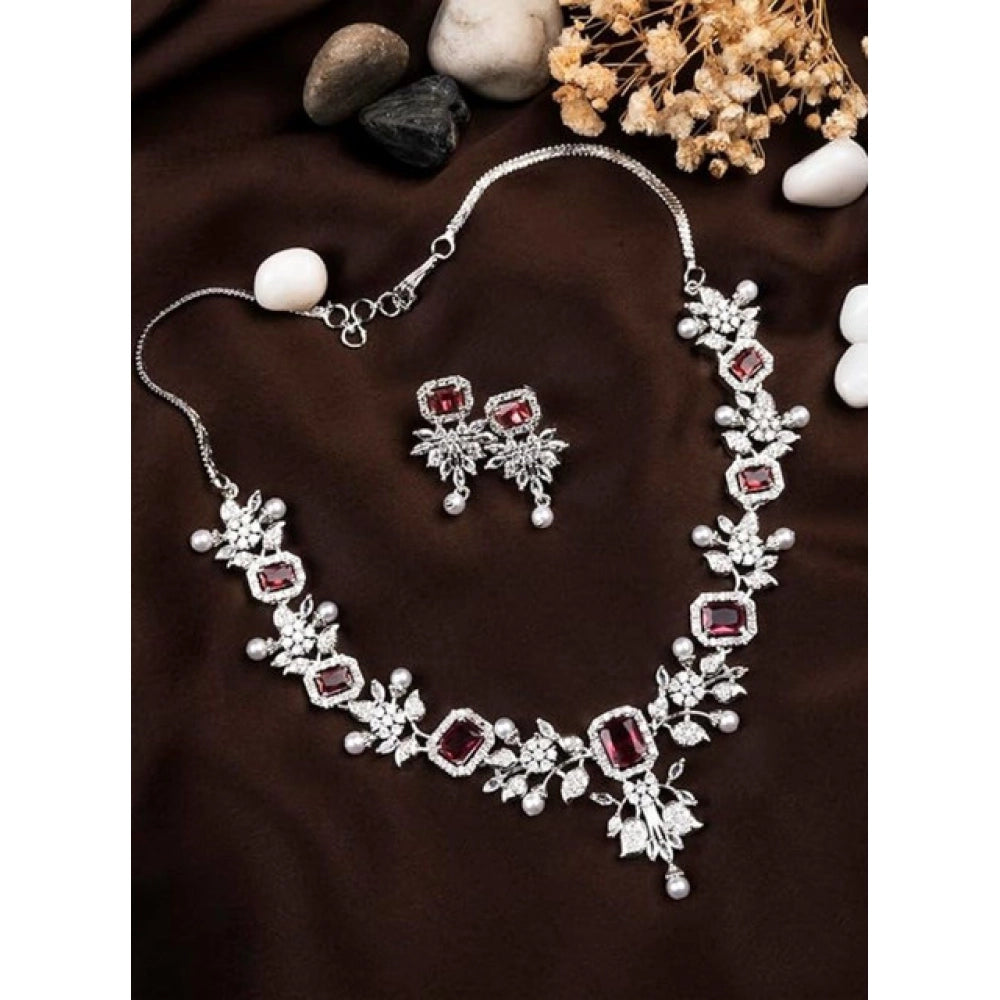 Adorable Women's Brass Silver Plated Necklace set