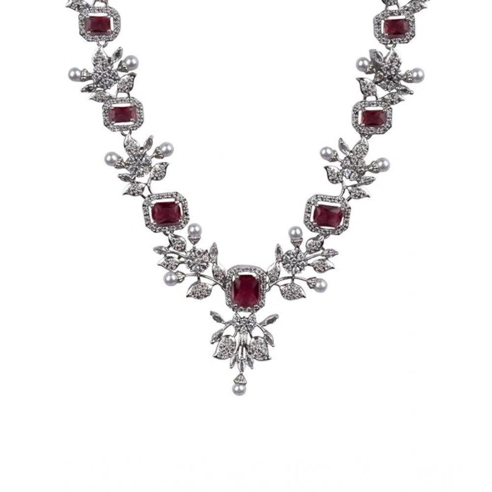 Adorable Women's Brass Silver Plated Necklace set