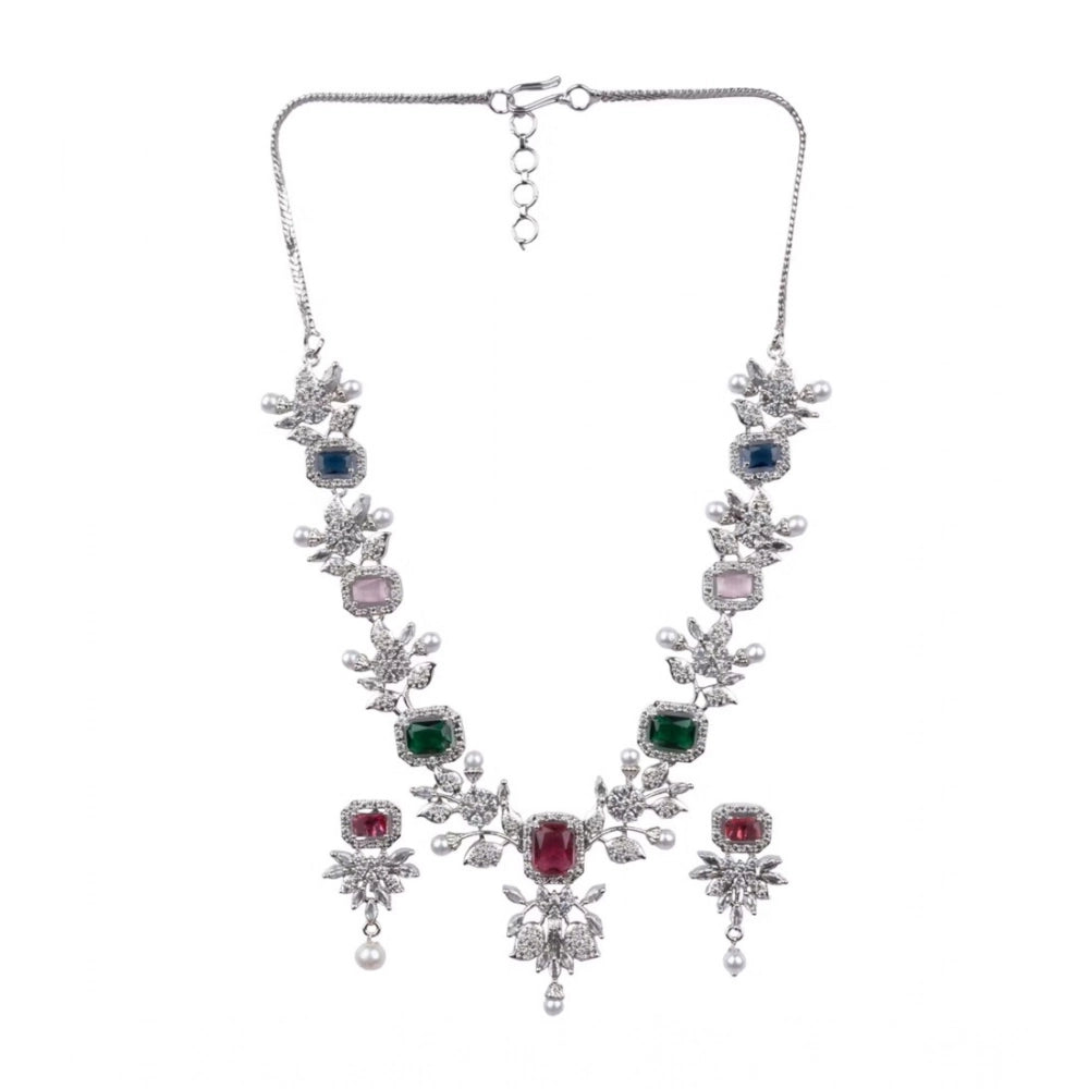 Adorable Women's Brass Silver Plated Necklace set