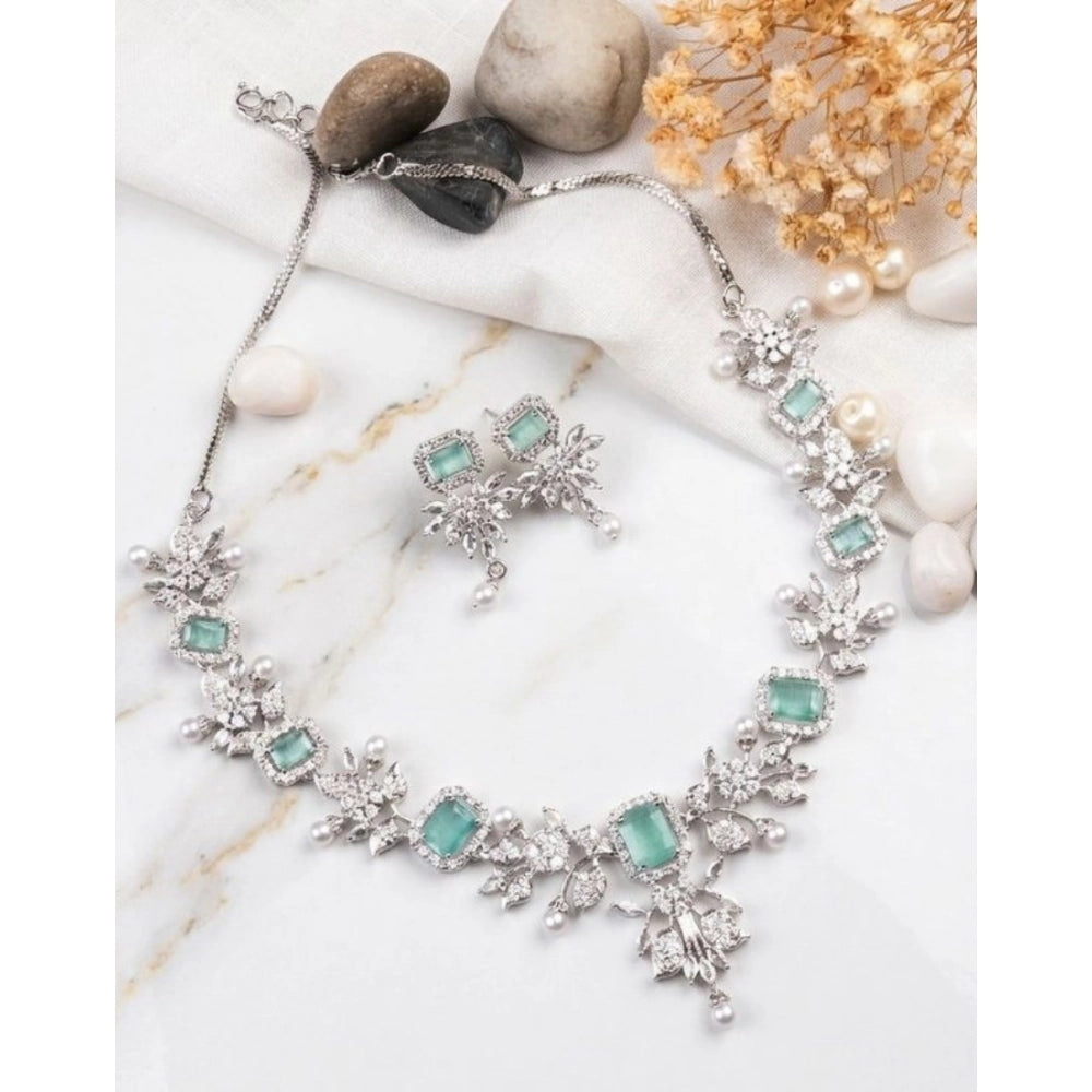 Adorable Women's Brass Silver Plated Necklace set