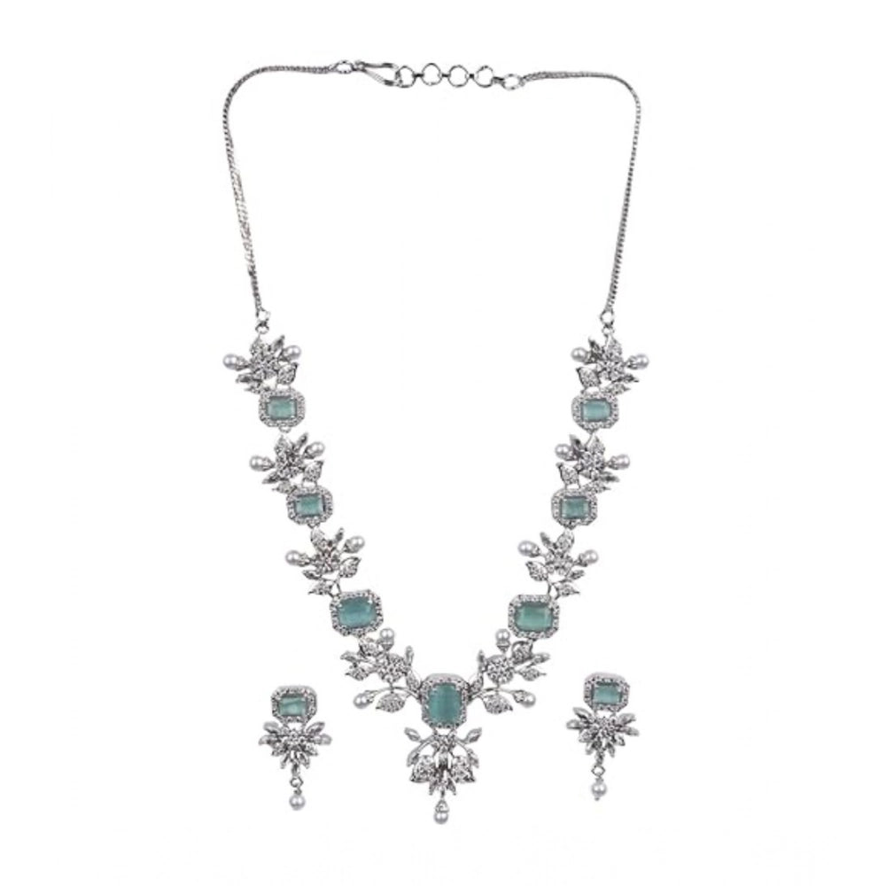 Adorable Women's Brass Silver Plated Necklace set
