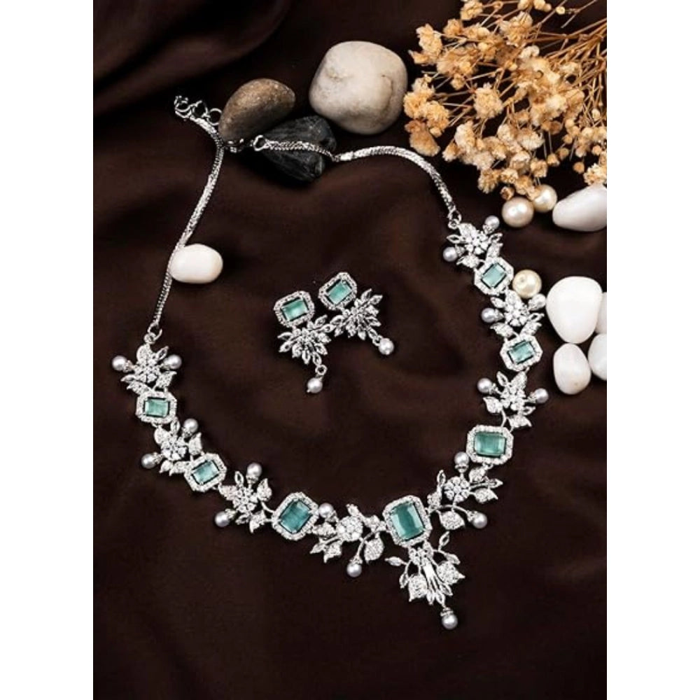 Adorable Women's Brass Silver Plated Necklace set