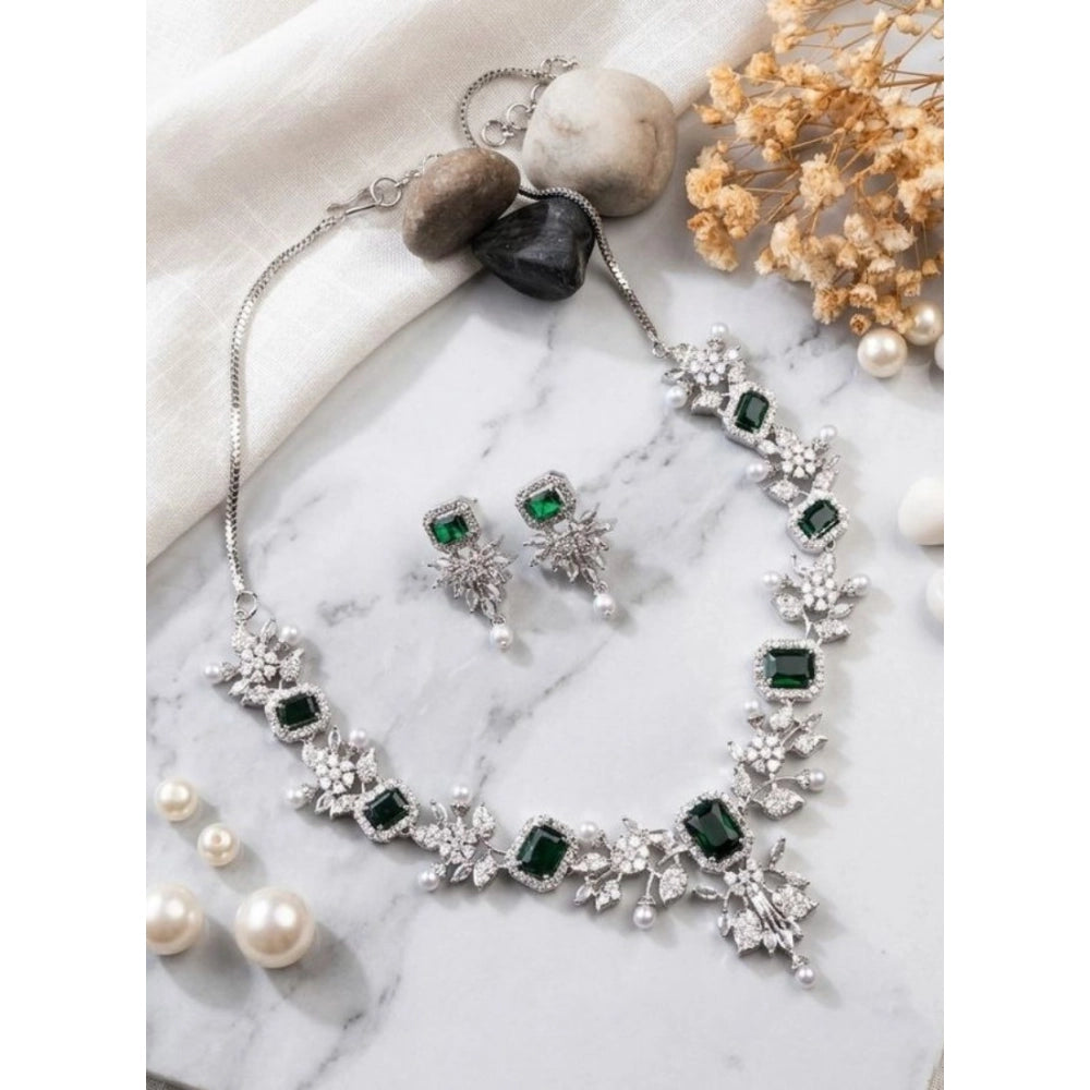 Adorable Women's Brass Silver Plated Necklace set