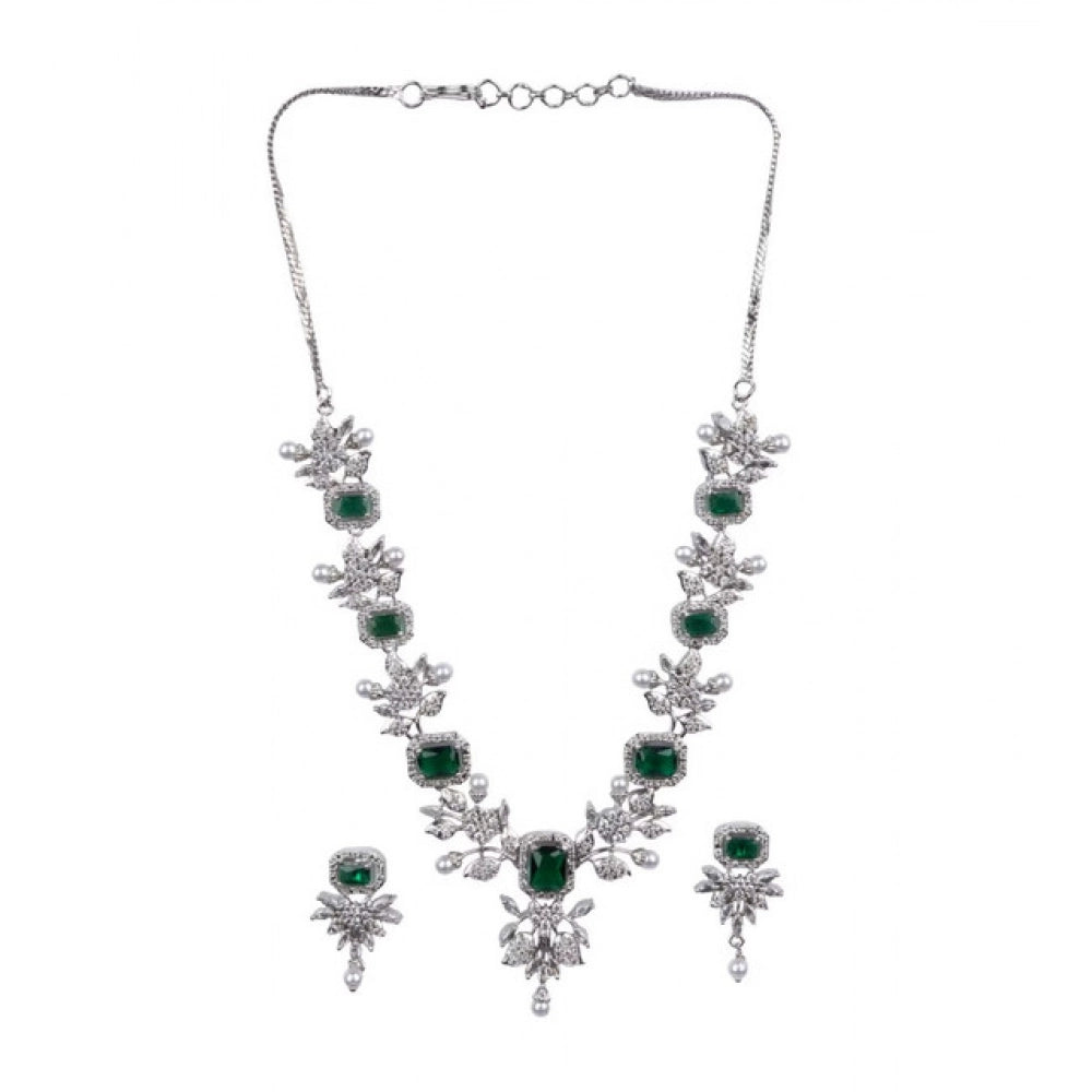 Adorable Women's Brass Silver Plated Necklace set