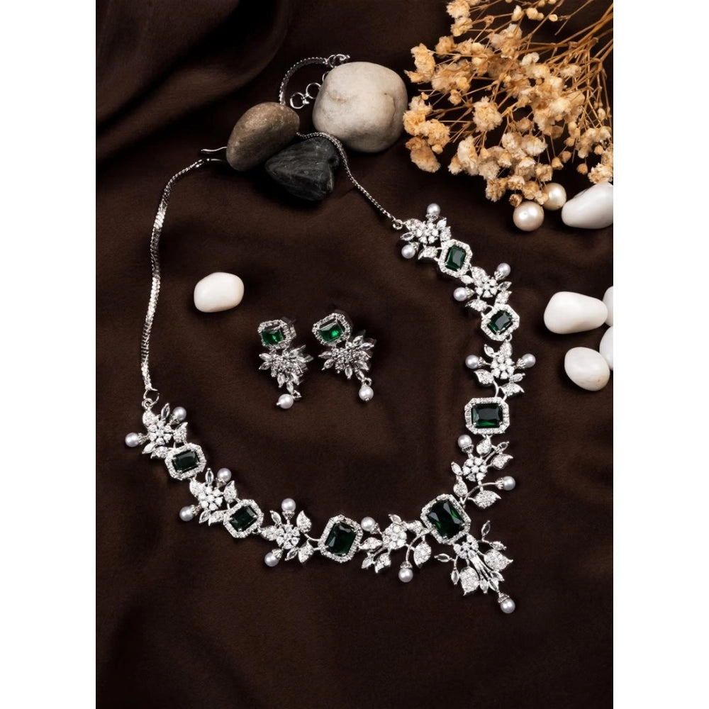 Adorable Women's Brass Silver Plated Necklace set