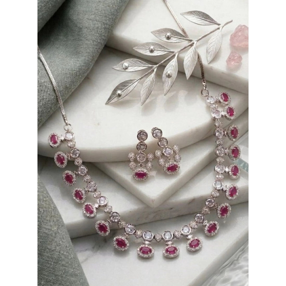 Stylish Women's Brass Silver Plated Necklace set