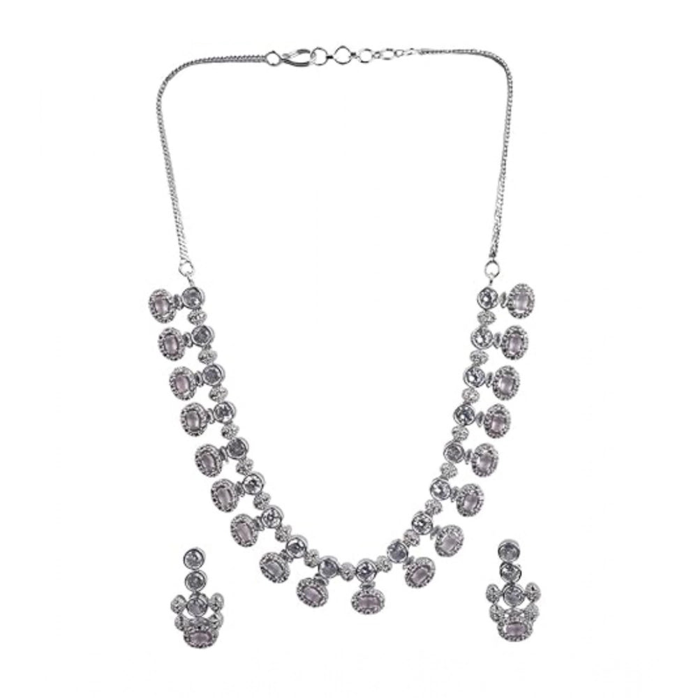 Stylish Women's Brass Silver Plated Necklace set