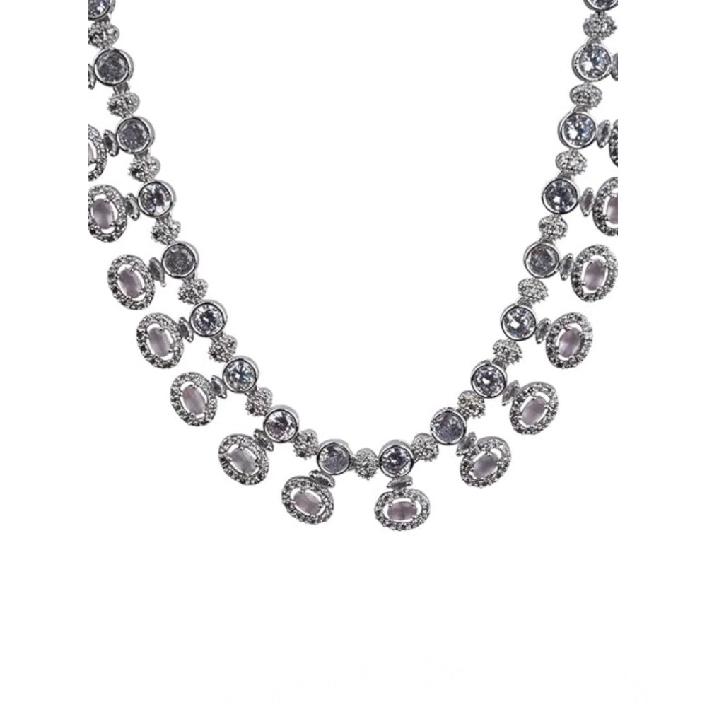 Stylish Women's Brass Silver Plated Necklace set