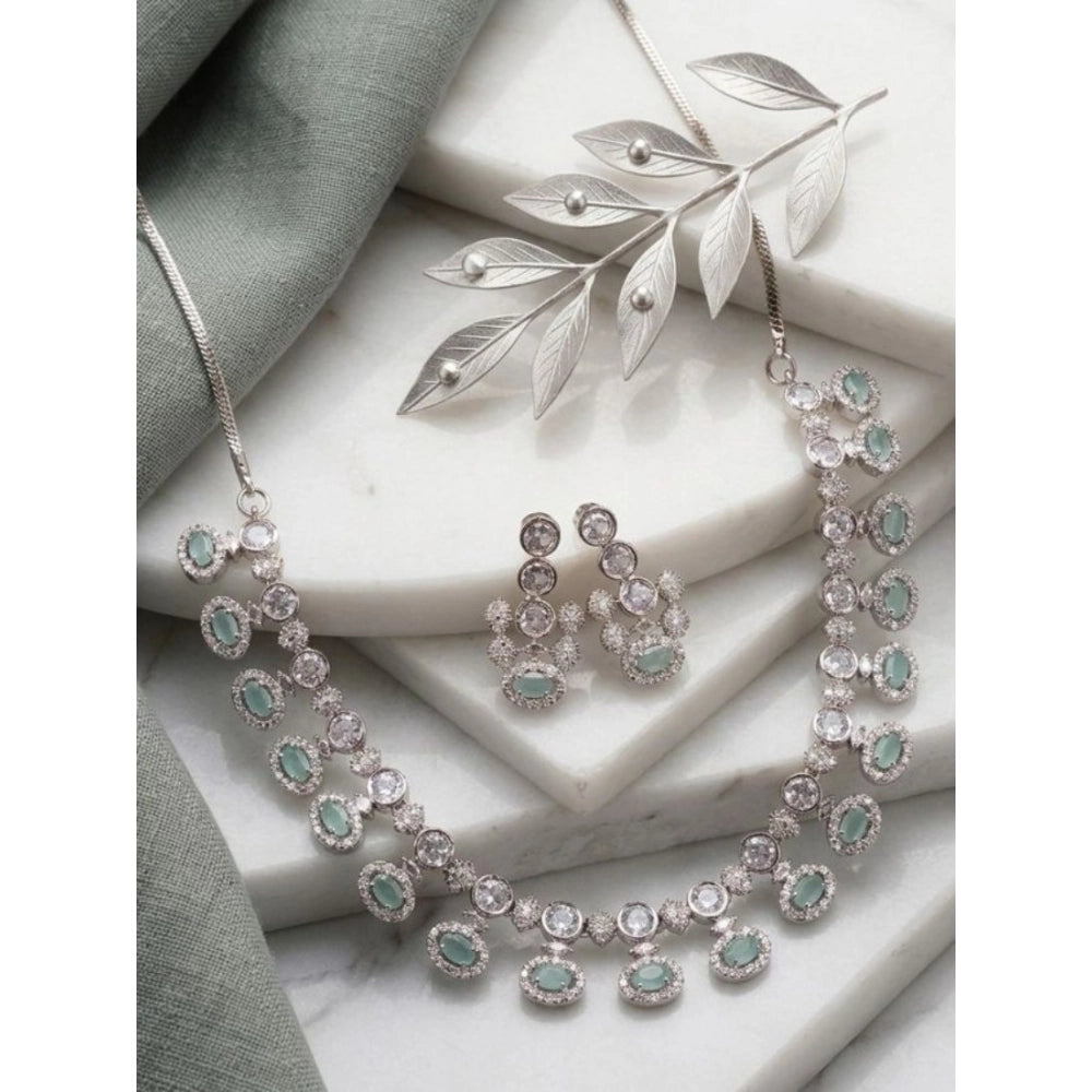 Stylish Women's Brass Silver Plated Necklace set