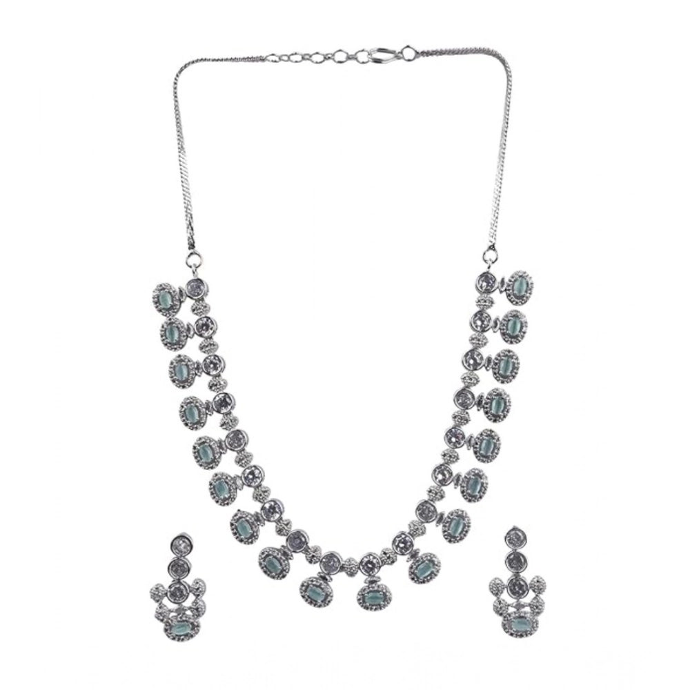 Stylish Women's Brass Silver Plated Necklace set