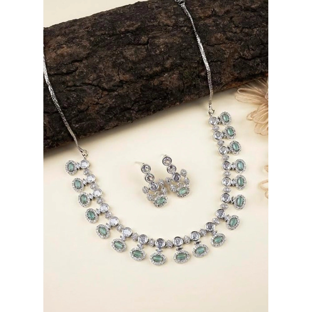Stylish Women's Brass Silver Plated Necklace set