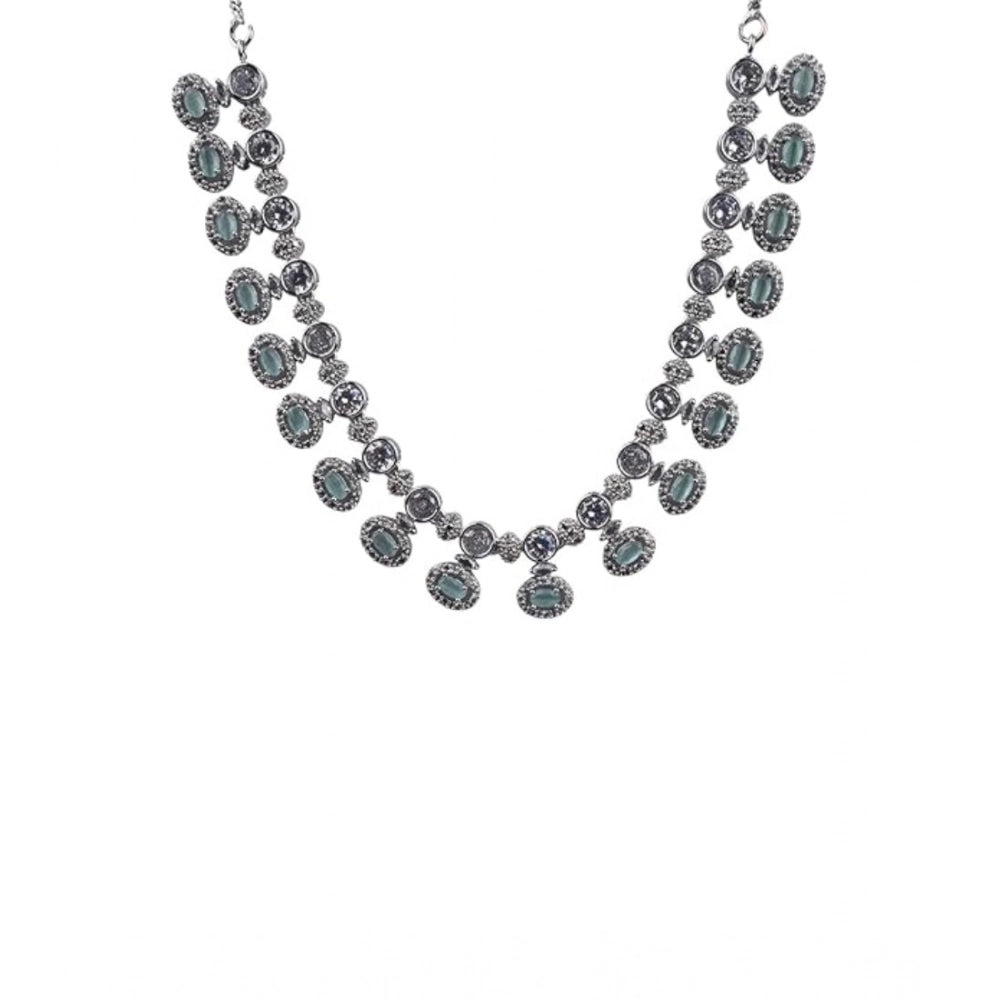 Stylish Women's Brass Silver Plated Necklace set