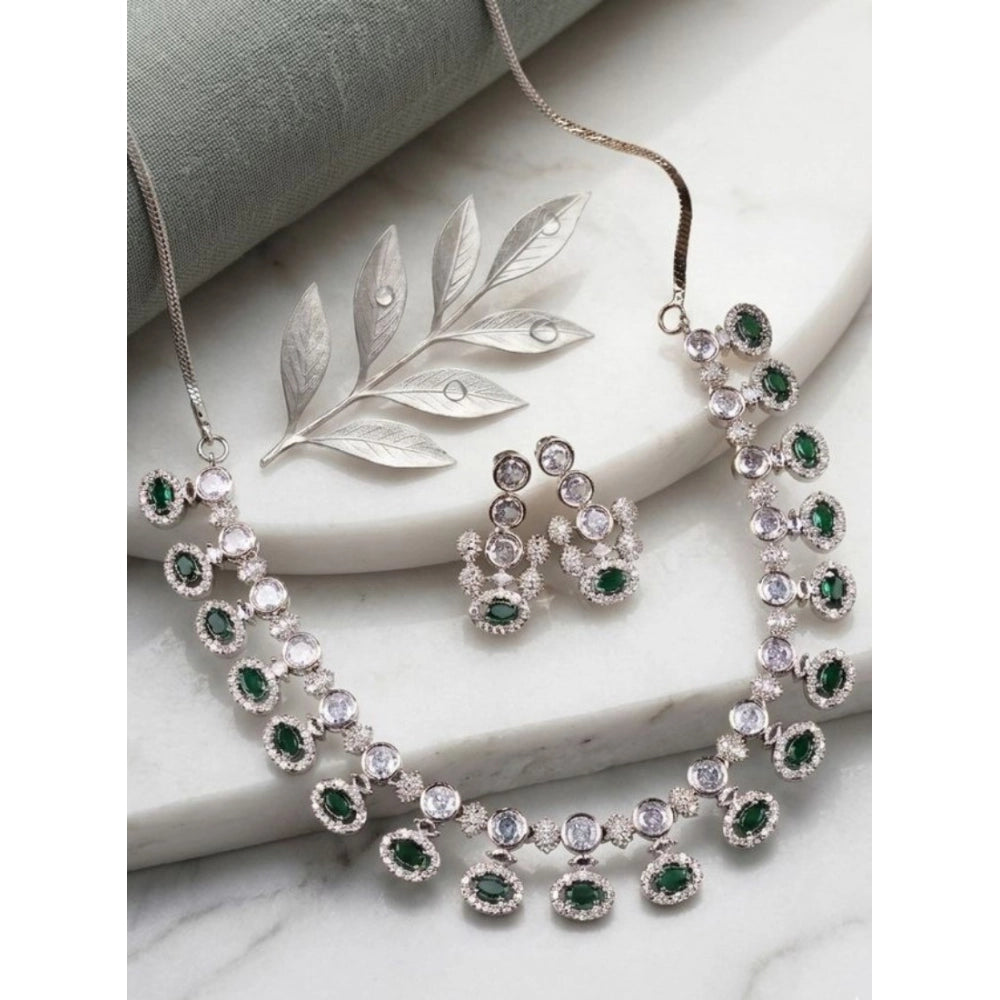 Stylish Women's Brass Silver Plated Necklace set