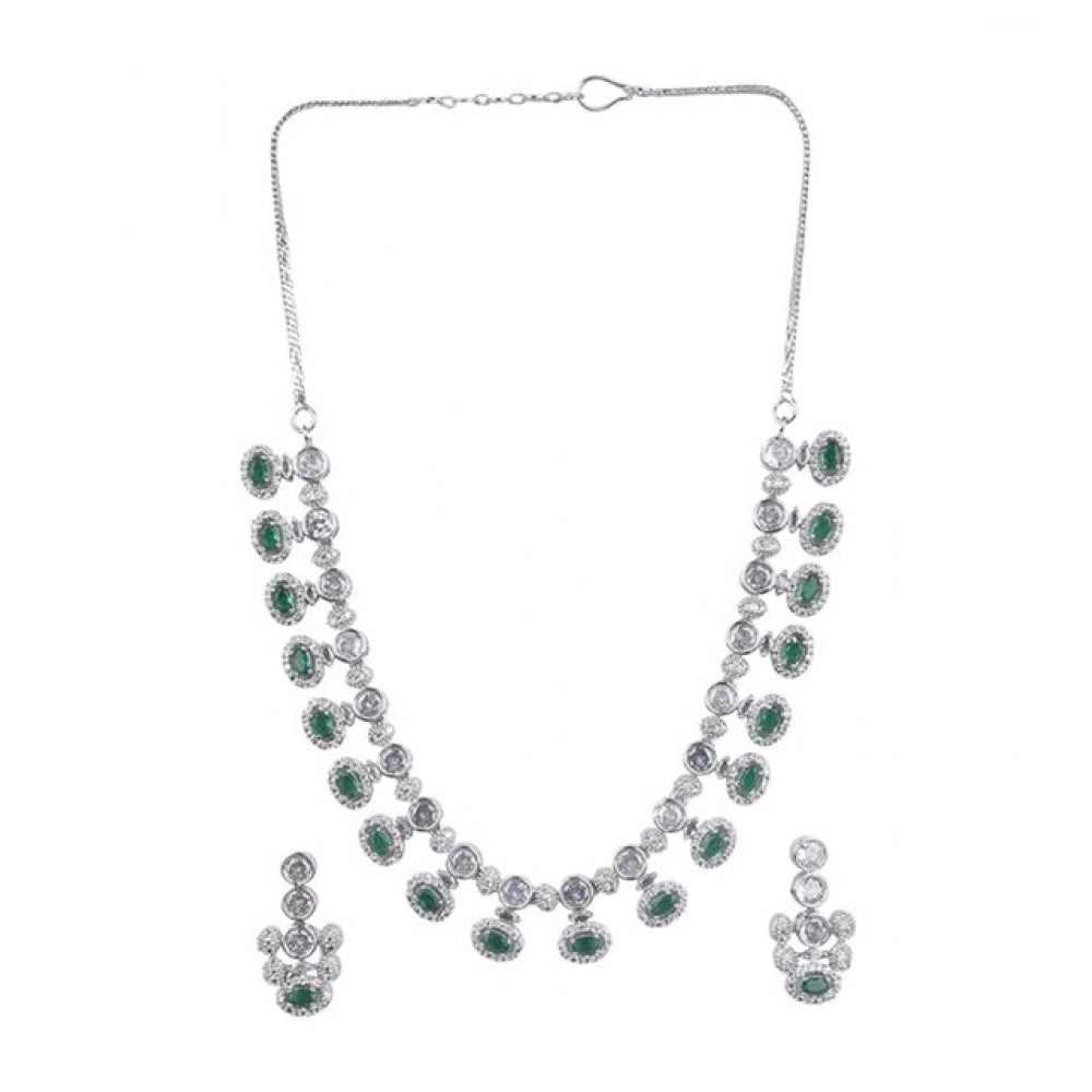 Stylish Women's Brass Silver Plated Necklace set