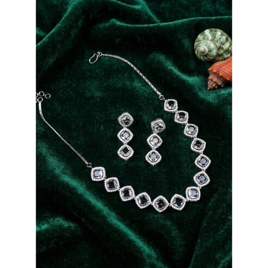 Stylish Women's Brass Silver Plated Necklace set