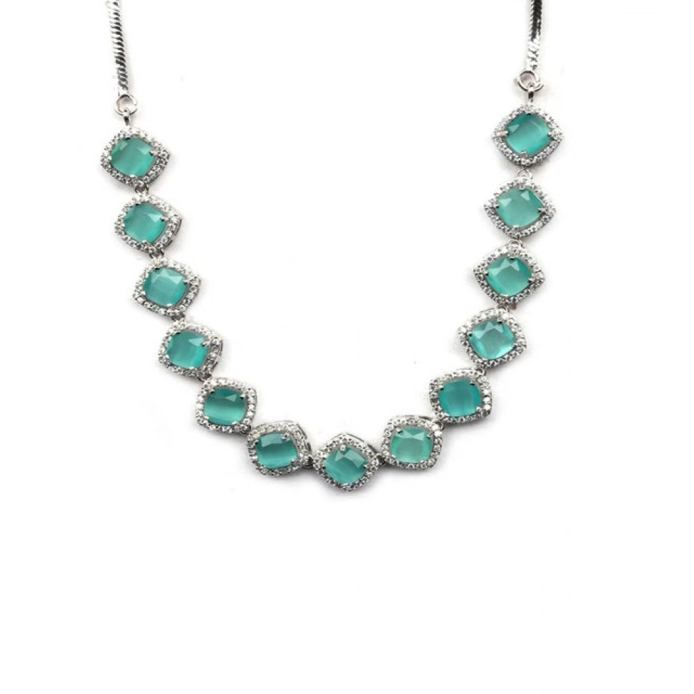 Stylish Women's Brass Silver Plated Necklace set