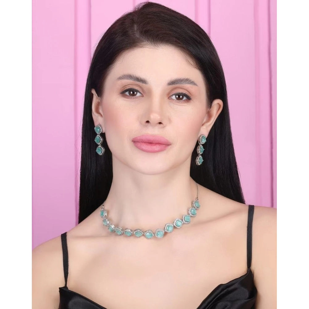 Stylish Women's Brass Silver Plated Necklace set