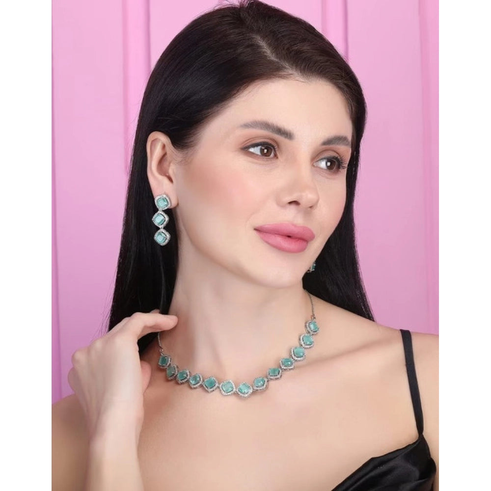 Stylish Women's Brass Silver Plated Necklace set