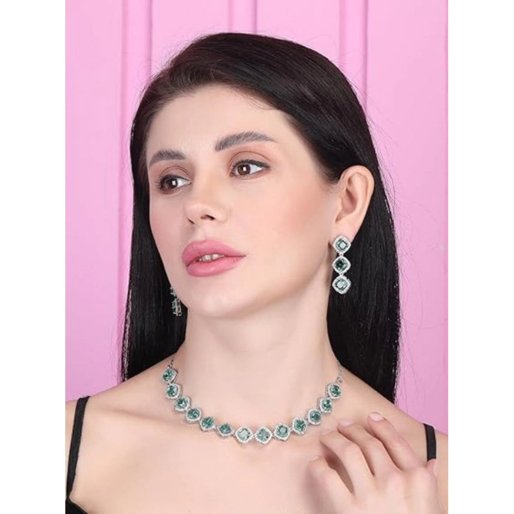 Stylish Women's Brass Silver Plated Necklace set