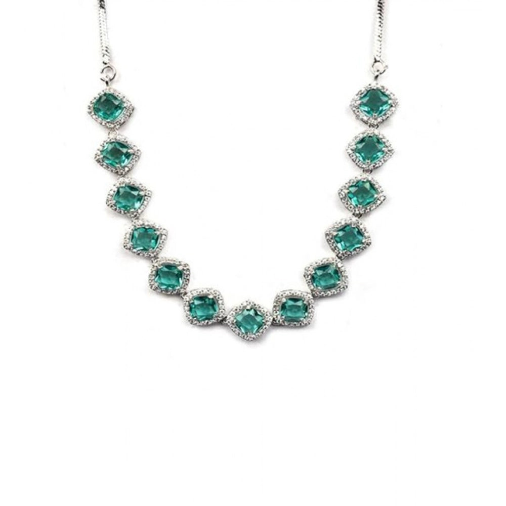 Stylish Women's Brass Silver Plated Necklace set