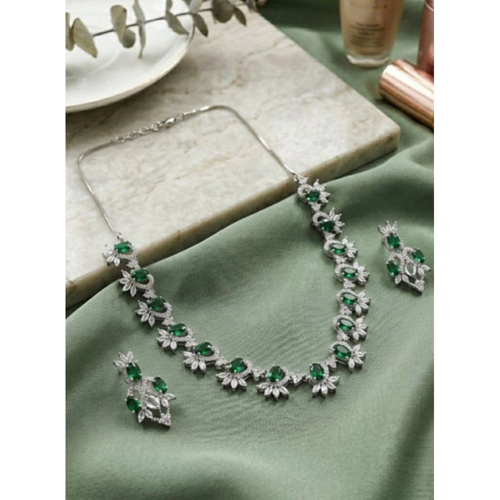 Sensational Women's Brass Silver Plated Necklace set