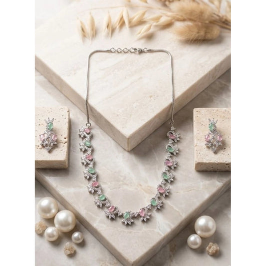 Sensational Women's Brass Silver Plated Necklace set