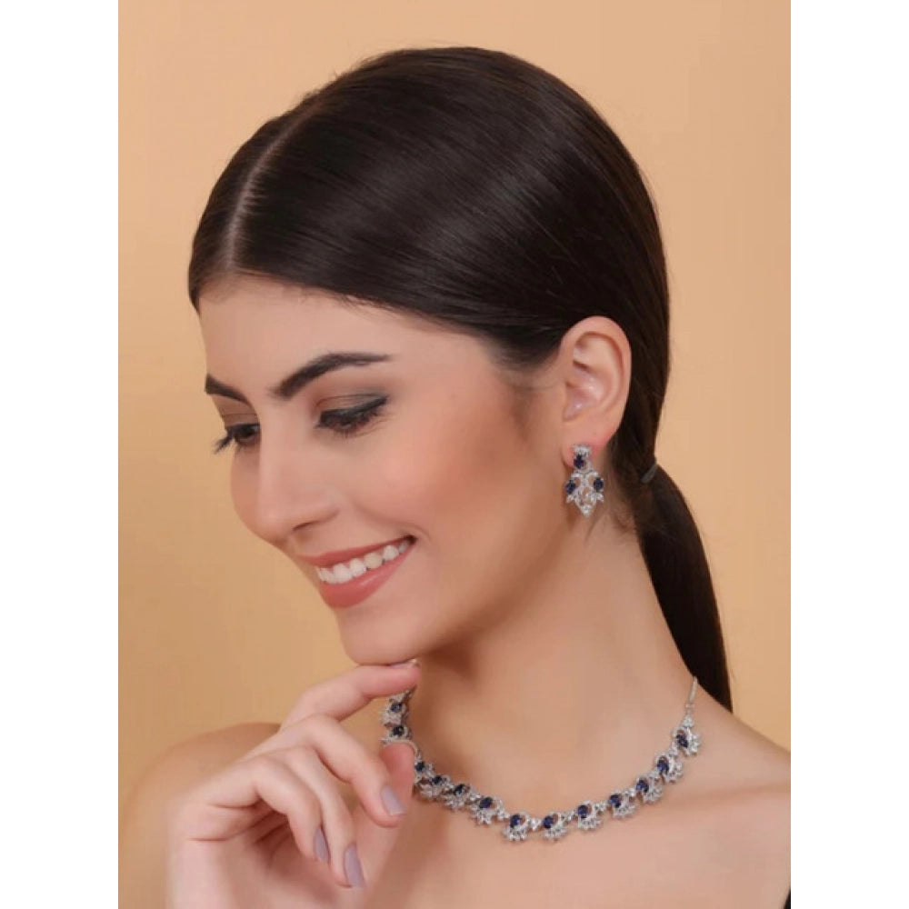 Sensational Women's Brass Silver Plated Necklace set