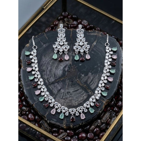 Sensational Women's Brass Silver Plated Necklace set