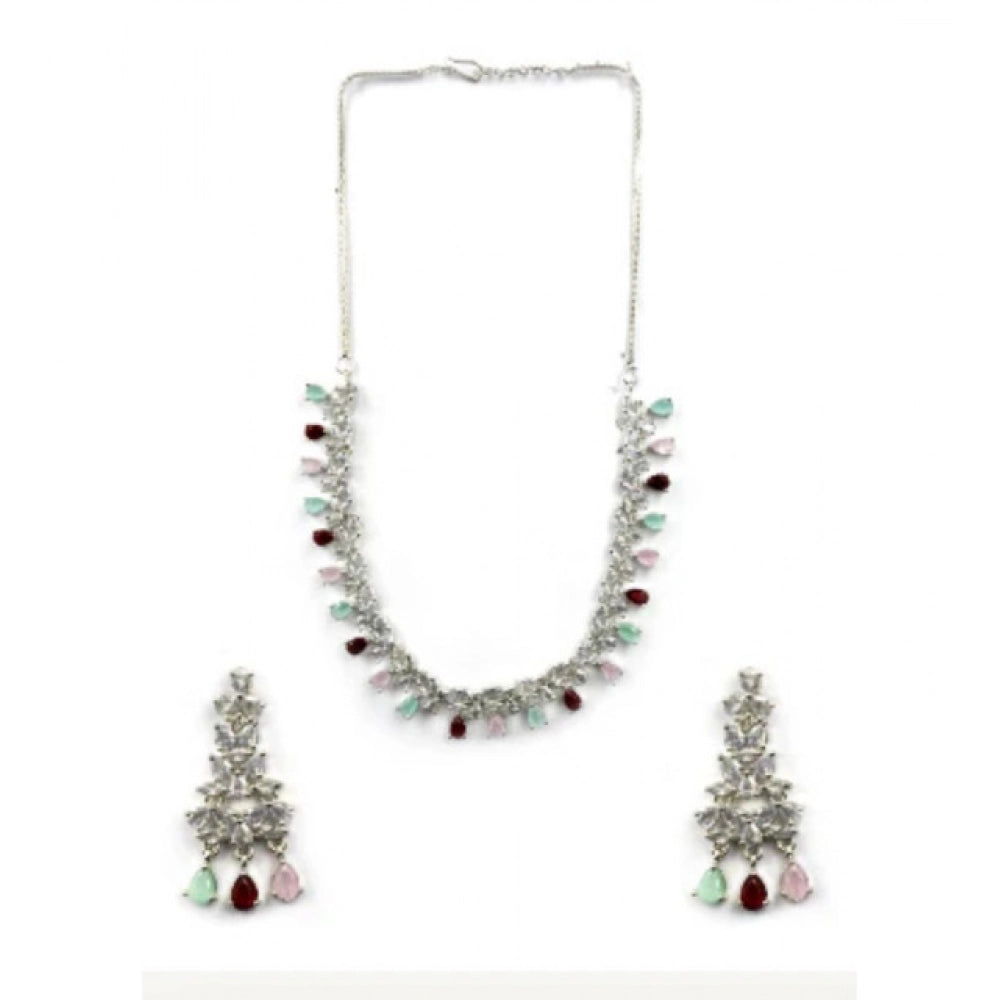 Sensational Women's Brass Silver Plated Necklace set