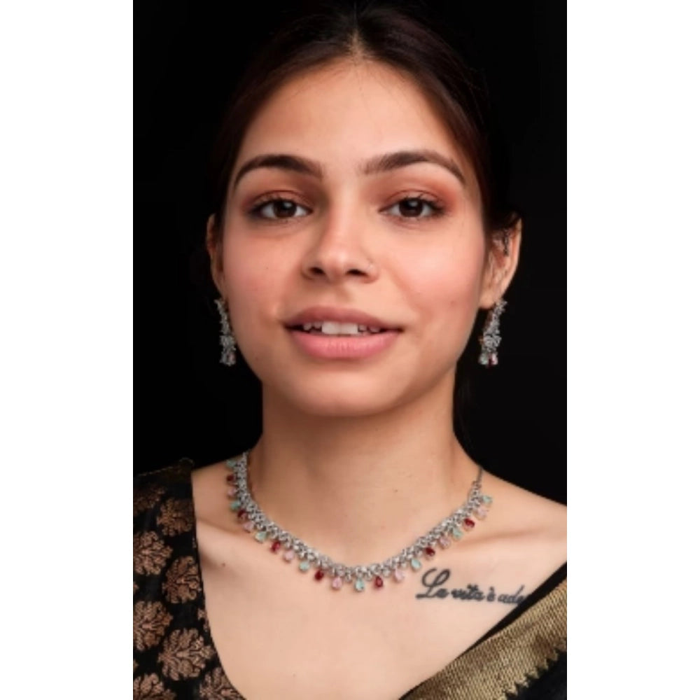 Sensational Women's Brass Silver Plated Necklace set