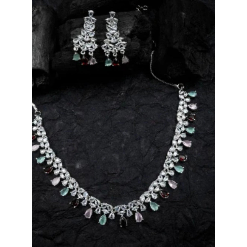Sensational Women's Brass Silver Plated Necklace set