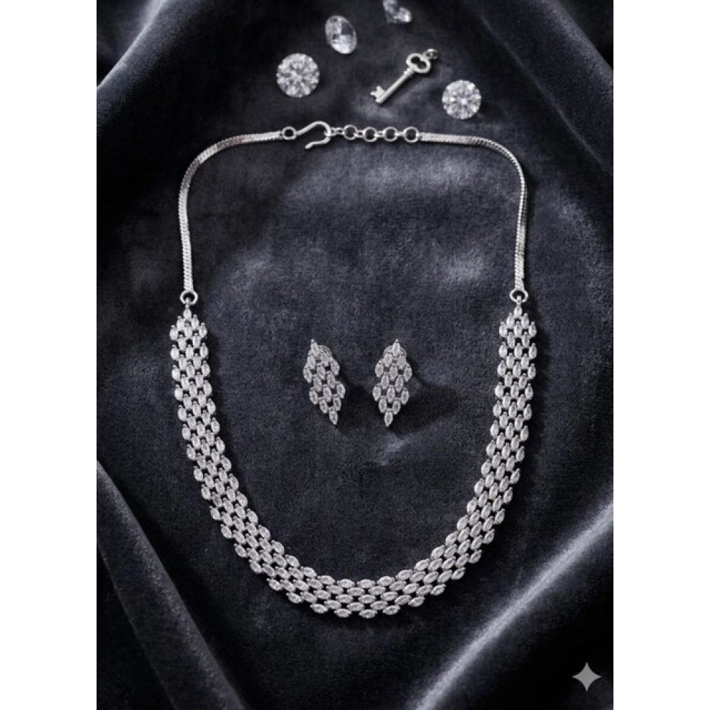 Sensational Women's Brass Silver Plated Necklace set